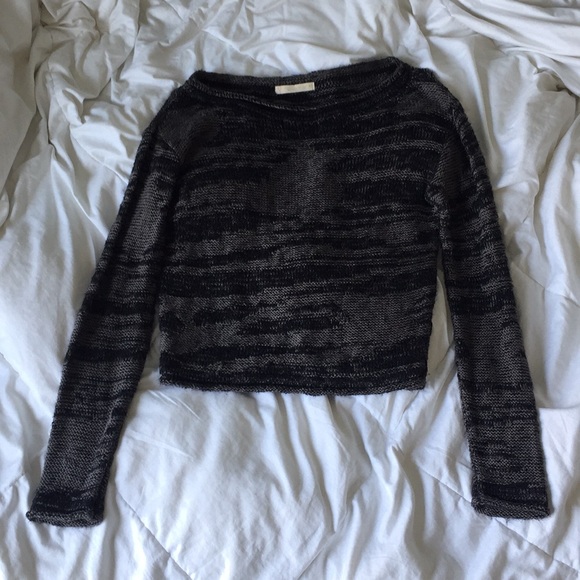 Aquamar Sweaters - Aquamar Black and Gray Knit Cropped Sweater Aquamar Sweaters - Aquamar Black and Gray Knit Cropped Sweater